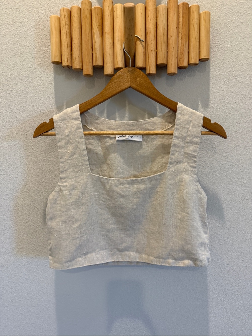 Petal & Pup Natural Linen Square-Neck Cropped Tank